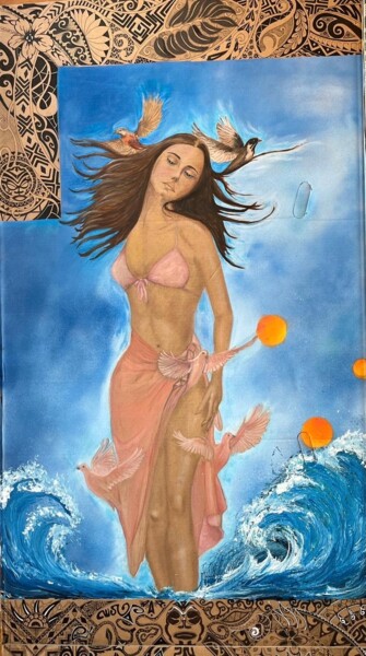 "Tahiti" başlıklı Tablo Gilles David tarafından, Orijinal sanat, Akrilik