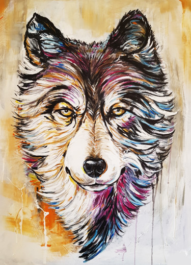Painting titled "The Wolf" by Fgworks Geutjes, Original Artwork, Acrylic