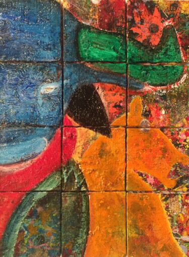 Pintura titulada "taureau-vener-puzzl…" por Fha, Obra de arte original, Acrílico