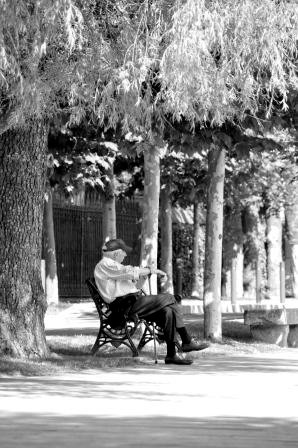 Photographie intitulée "Pause dans l'allee" par Francois-Henri Louchet, Œuvre d'art originale