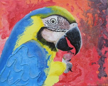 Painting titled "Painting " Macaws "" by Nataliia Fialko, Original Artwork, Enamel