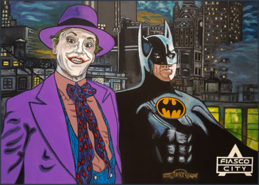 Painting titled "Batman and the Joker" by Fiasco, Original Artwork, Acrylic