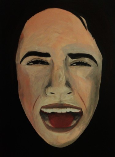 Peinture intitulée "face-in-black.jpg" par Ficikha M, Œuvre d'art originale, Acrylique