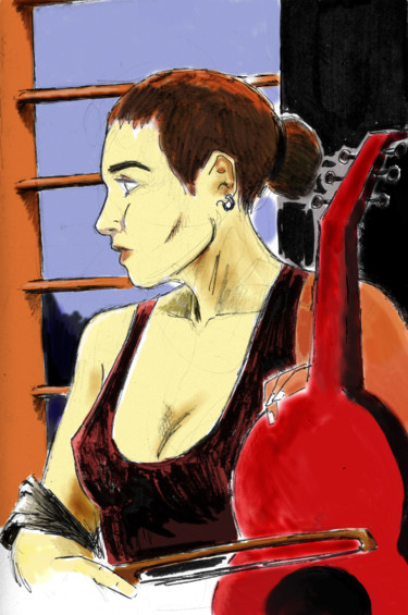 Drawing titled "Portrait de musicie…" by Fidel Durana, Original Artwork, Digital Photography
