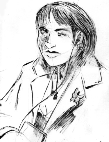 Drawing titled "portrait3" by Fidel Durana, Original Artwork, Ink