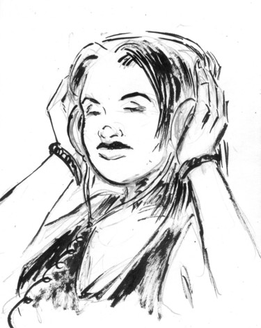 Drawing titled "Marion portrait" by Fidel Durana, Original Artwork, Ink