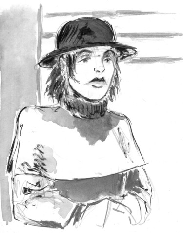 Drawing titled "Marina portrait" by Fidel Durana, Original Artwork, Ink