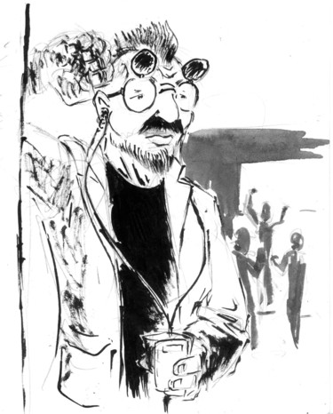 Drawing titled "Hugo portrait" by Fidel Durana, Original Artwork, Ink