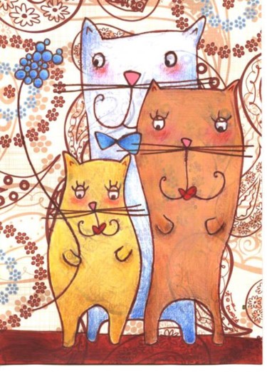 Peinture intitulée "petits chats" par Fiona Claessens, Œuvre d'art originale