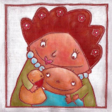 Peinture intitulée "hugo et sa maman" par Fiona Claessens, Œuvre d'art originale