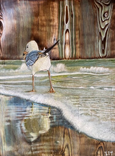 Malerei mit dem Titel "The Seagull" von Fikret Şen, Original-Kunstwerk, Acryl