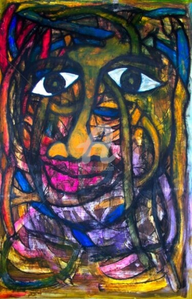 Peinture intitulée "visage4.jpg" par Lahcen Fikri, Œuvre d'art originale