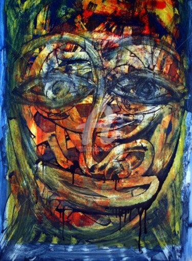 Peinture intitulée "visage5.jpg" par Lahcen Fikri, Œuvre d'art originale