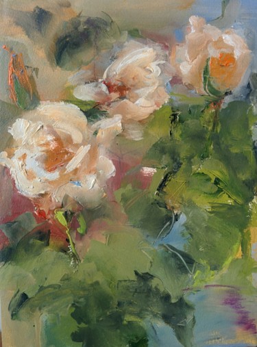 Painting titled "La Rose" by Philippe Bucher, Original Artwork, Oil