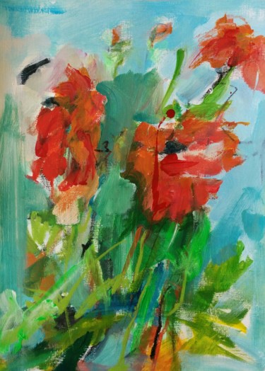 Painting titled "Dahlia" by Philippe Bucher, Original Artwork, Acrylic