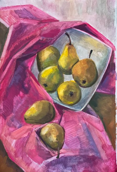 Schilderij getiteld "Pears" door Fil Romanov, Origineel Kunstwerk, Gouache