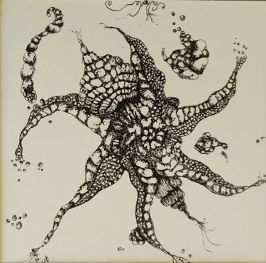 제목이 "Arachnide"인 그림 Philippe Bertholet로, 원작, 잉크 판지에 장착됨