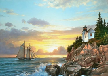 Картина под названием "Bass Harbor Head Li…" - Андрей Филимонцев, Подлинное произведение искусства, Масло