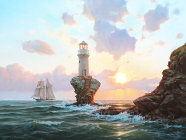 Peinture intitulée "Морской страж" par Andrei Filimontsev, Œuvre d'art originale, Huile