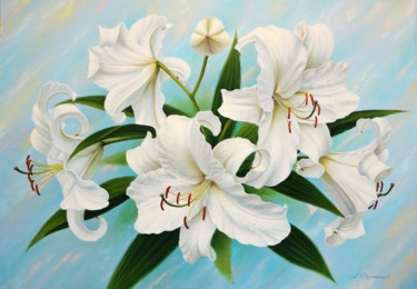 Картина под названием "лилии" - Андрей Филимонцев, Подлинное произведение искусства, Масло