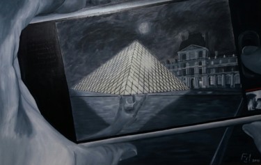Peinture intitulée "Paris - The Kiss" par Fil Cool, Œuvre d'art originale, Huile