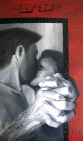 Painting titled "Les Amants" by Fil Cool, Original Artwork