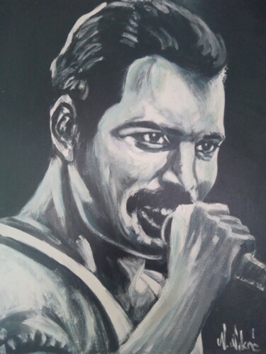 Картина под названием "Freddie Mercury, oi…" - Filip Petrovic, Подлинное произведение искусства, Масло