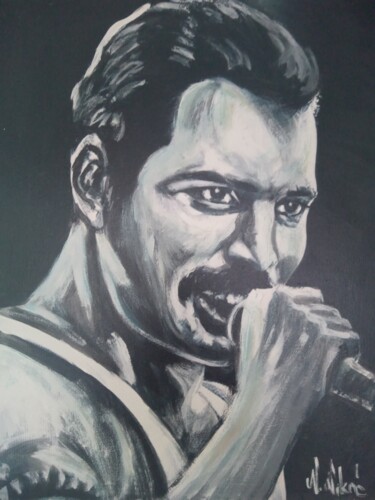 Schilderij getiteld "Freddie Mercury, oi…" door Filip Petrovic, Origineel Kunstwerk, Olie