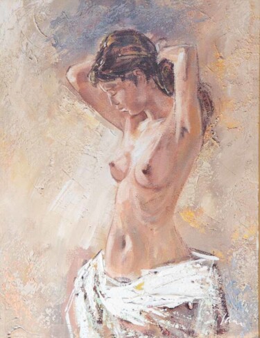 Painting titled "Nude woman Maria, o…" by Filip Petrovic, Original Artwork, Oil