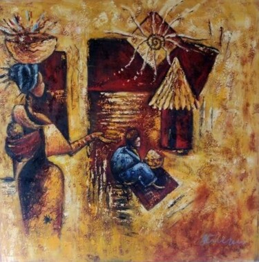 Картина под названием "Mother and a child,…" - Filip Petrovic, Подлинное произведение искусства, Масло