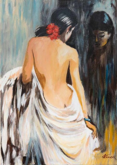 Peinture intitulée "Naked French woman…" par Filip Petrovic, Œuvre d'art originale, Acrylique