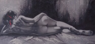 Painting titled "Nude woman lying on…" by Filip Petrovic, Original Artwork, Acrylic
