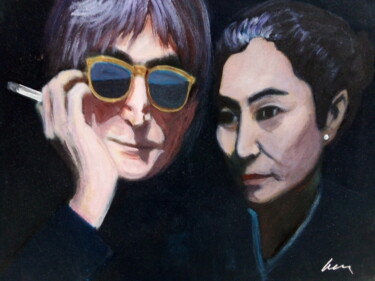 Schilderij getiteld "John Lennon and Yok…" door Filip Petrovic, Origineel Kunstwerk, Acryl