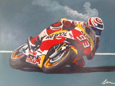 Painting titled "Marc Marquez, acryl…" by Filip Petrovic, Original Artwork, Acrylic