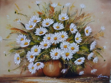 Pintura titulada "Daisies, acrylic pr…" por Filip Petrovic, Obra de arte original, Acrílico