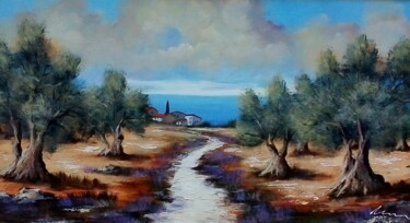Картина под названием "Village in Croatia,…" - Filip Petrovic, Подлинное произведение искусства, Акрил