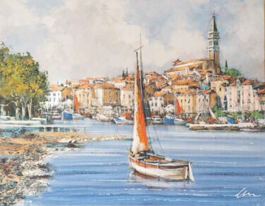 Painting titled "Croatia – Rovinj ol…" by Filip Petrovic, Original Artwork, Acrylic