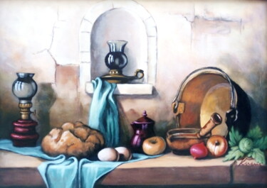 Malerei mit dem Titel "Still life food oil…" von Filip Petrovic, Original-Kunstwerk, Öl