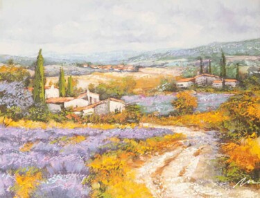 Peinture intitulée "Lavender Fields acr…" par Filip Petrovic, Œuvre d'art originale, Acrylique