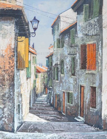 Painting titled "Rovinj Old Town, ac…" by Filip Petrovic, Original Artwork, Acrylic