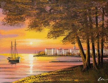 Peinture intitulée "Sunset in Poreč Cro…" par Filip Petrovic, Œuvre d'art originale, Acrylique