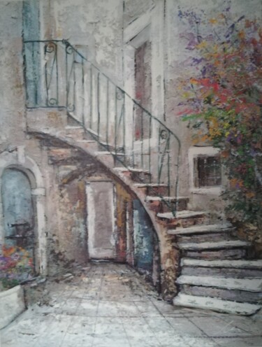 Pintura intitulada "Poreč Old Town, acr…" por Filip Petrovic, Obras de arte originais, Acrílico
