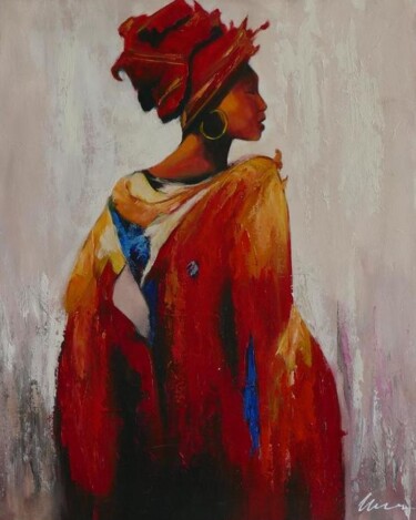 Painting titled "African woman acryl…" by Filip Petrovic, Original Artwork, Acrylic