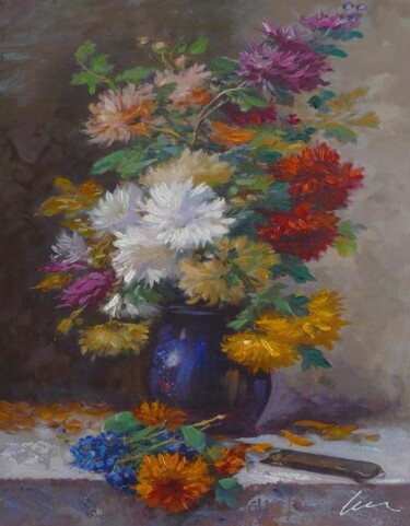 Painting titled "Colorful flowers ac…" by Filip Petrovic, Original Artwork, Acrylic