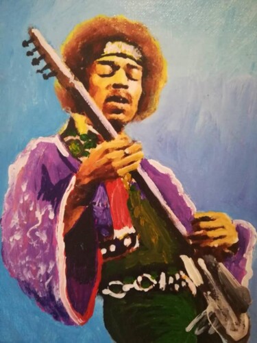 Картина под названием "Jimi Hendrix oil pa…" - Filip Petrovic, Подлинное произведение искусства, Масло