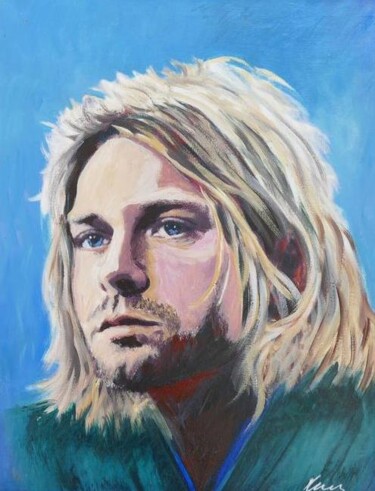 Schilderij getiteld "Kurt Cobain oil pai…" door Filip Petrovic, Origineel Kunstwerk, Olie