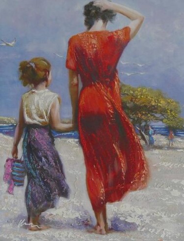 Pintura titulada "Mother and daughter…" por Filip Petrovic, Obra de arte original, Acrílico