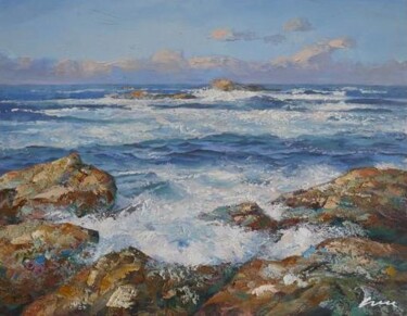 Картина под названием "Sea, waves and coas…" - Filip Petrovic, Подлинное произведение искусства, Акрил