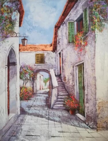 Картина под названием "Spanish village, ac…" - Filip Petrovic, Подлинное произведение искусства, Акрил