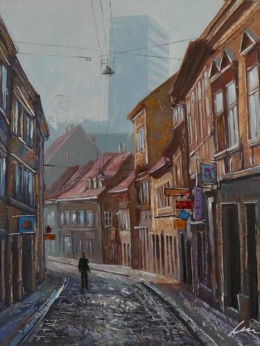 Painting titled "Zagreb street acryl…" by Filip Petrovic, Original Artwork, Acrylic